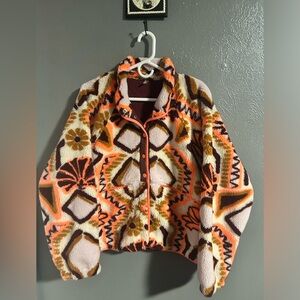 NWOT FP Movement Hit the Slopes, printed fleece jacket- size Large